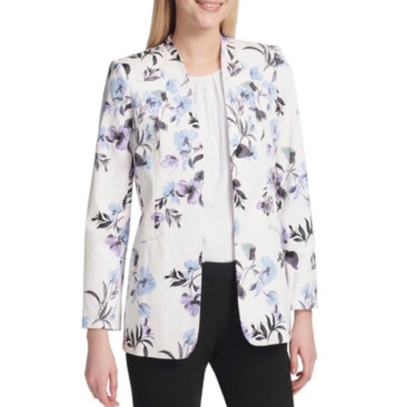 NWOT Calvin Klein Floral Printed Suit Blazer Jacket Open Front  22W - Picture 5 of 11